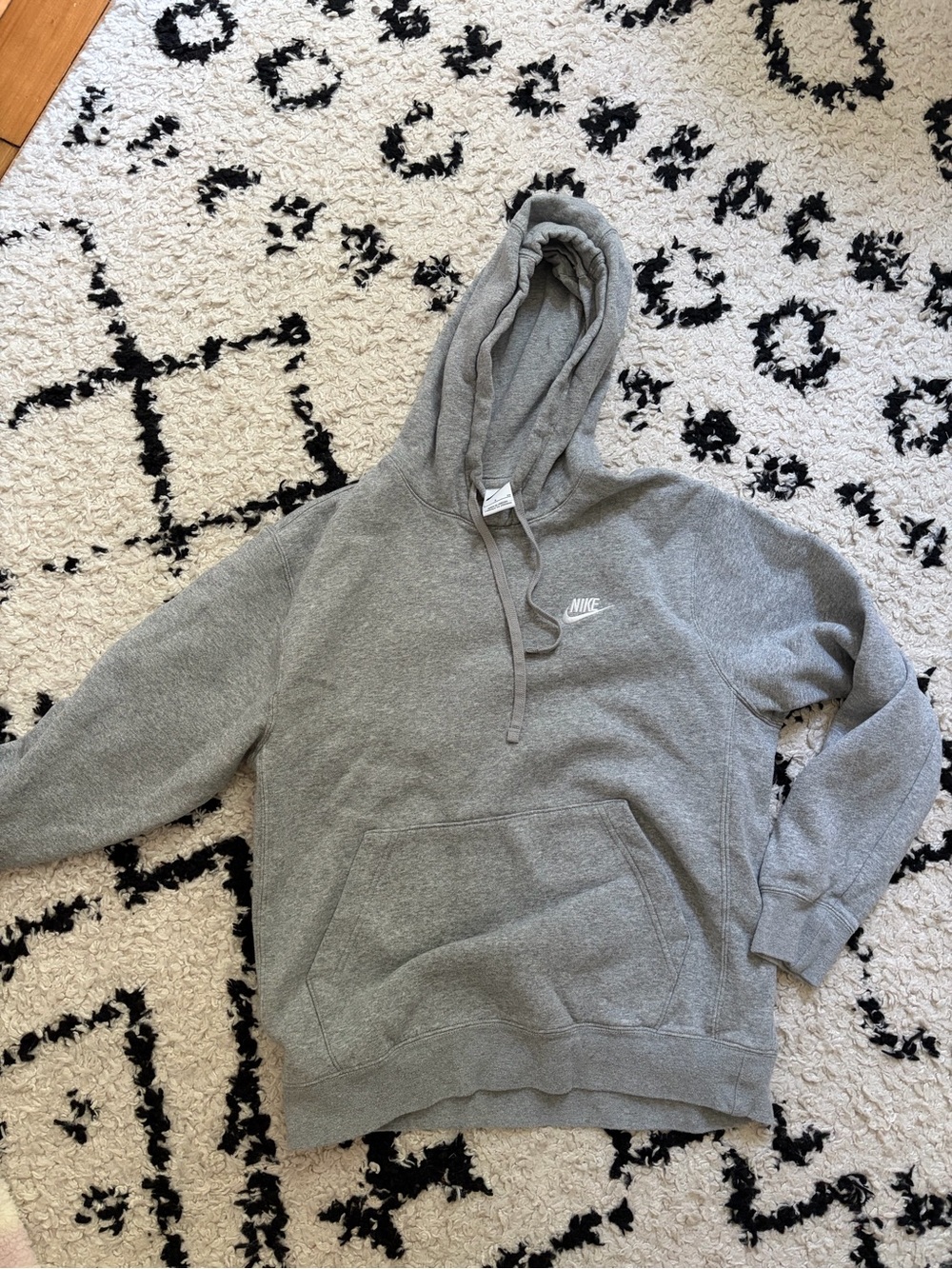 Nike Gray Hooded Pullover Sweatshirt with Small White Logo